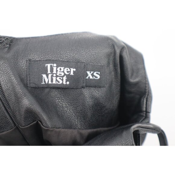 Y2K Tiger Mist XS Black Faux Leather Top Back Zipper Whimsygoth Grunge - Picture 6 of 8